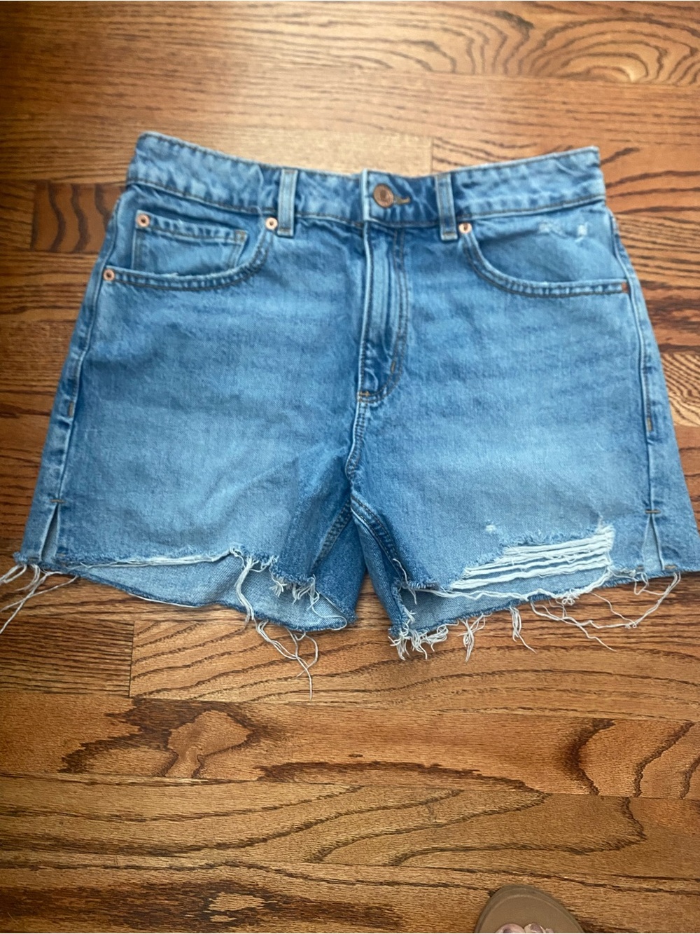 Garage Vintage style Classic  Blue Distressed Denim Shorts - Women